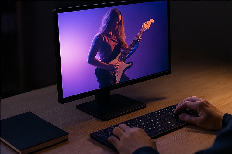 creación de contenido audiovisual con performance musical para redes sociales